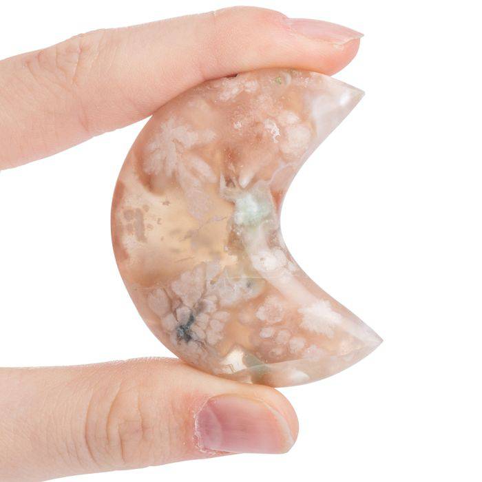 Flower Agate Half Moon - Crystal Nest