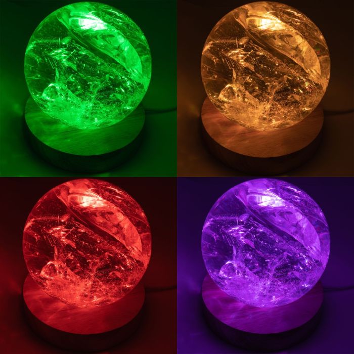 LED Wooden Display Light Base | USB Powered | Warm White or Colour-Changing | 10cm - Crystal Nest