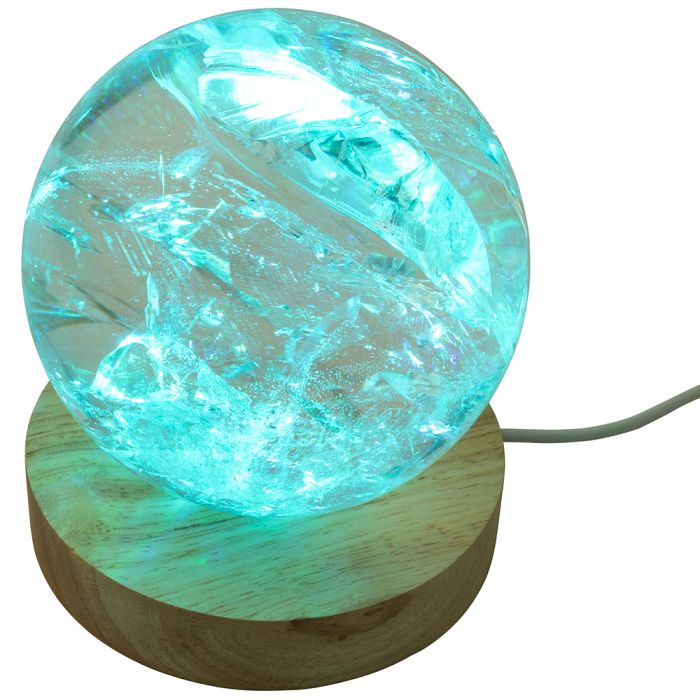 LED Wooden Display Light Base | USB Powered | Warm White or Colour-Changing | 10cm - Crystal Nest