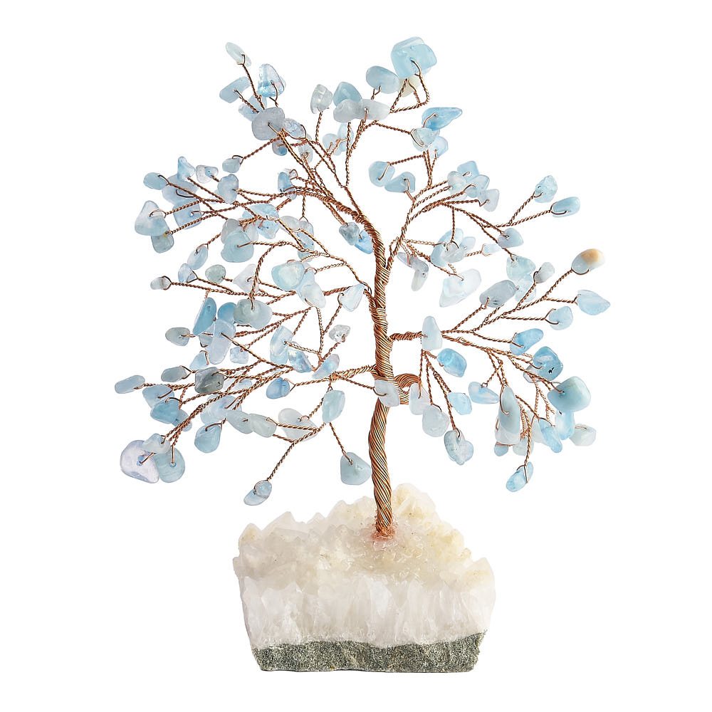 Aquamarine Gemstone Tree with Crystal Base - Crystal Nest