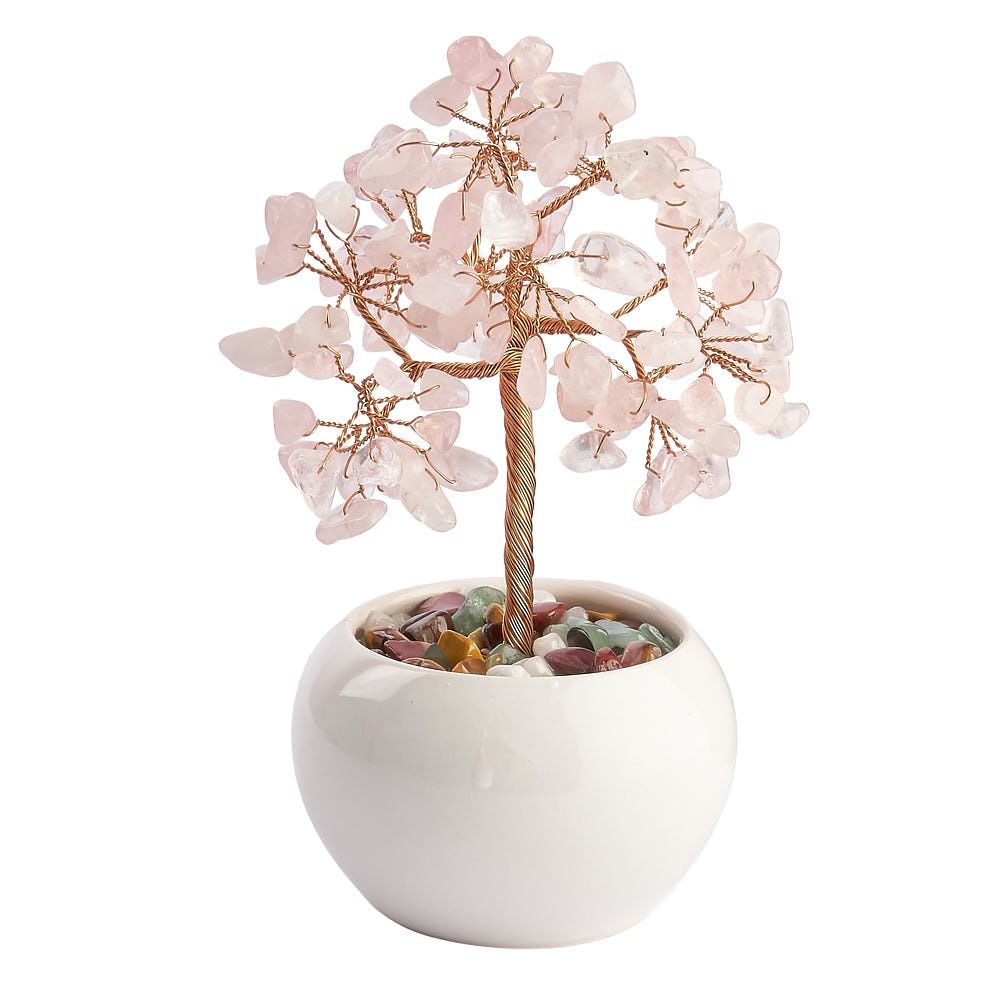 Rose Quartz Gemstone Tree in White Ceramic Cup | Love & Harmony - Crystal Nest