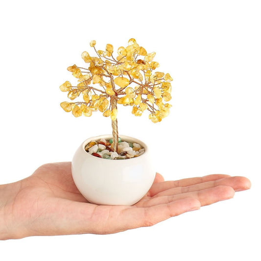 Citrine Gemstone Tree in White Ceramic Cup | Abundance & Positivity - Crystal Nest