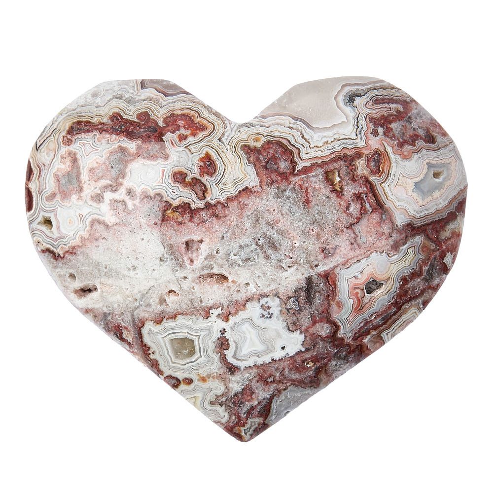 Crazy Lace Agate Polished Heart - Crystal Nest