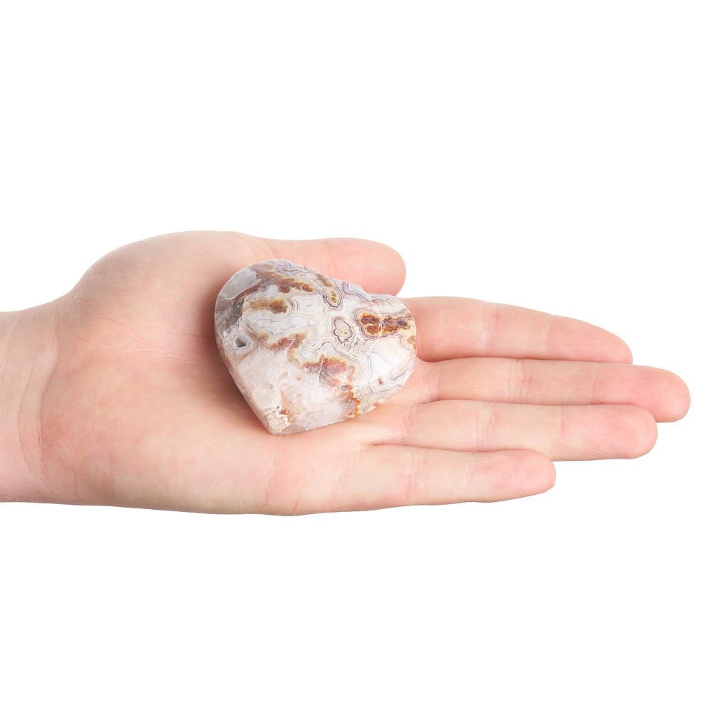 Crazy Lace Agate Polished Heart - Crystal Nest