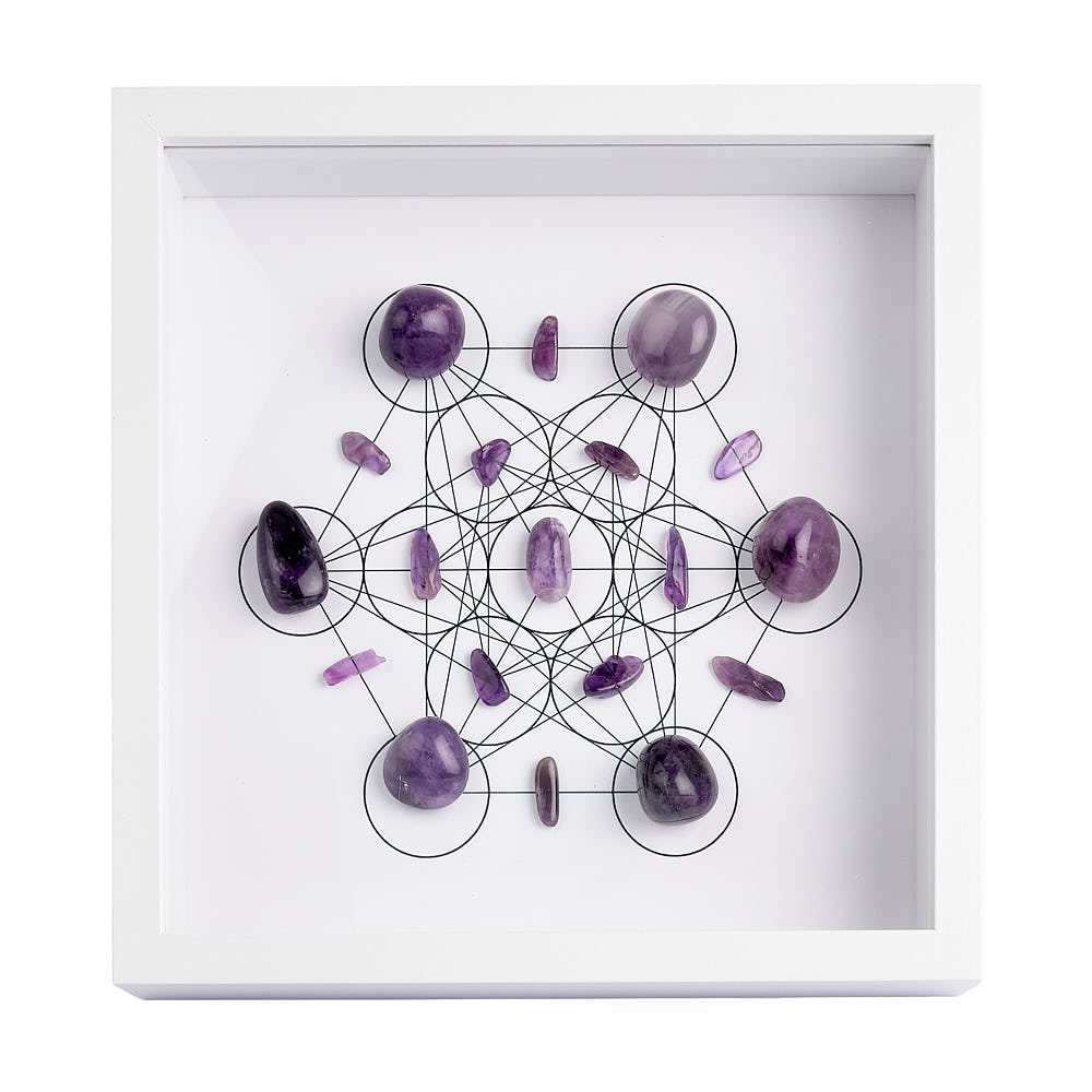 Amethyst Crystal Grid Frame | 3D Sacred Geometry Wall Art - Crystal Nest