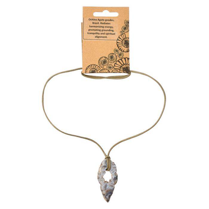 Natural Ochino Agate Slice Necklace on Cord - Crystal Nest
