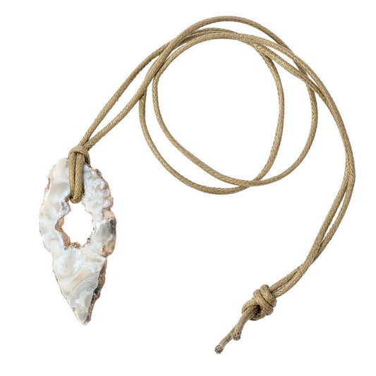 Natural Ochino Agate Slice Necklace on Cord - Crystal Nest