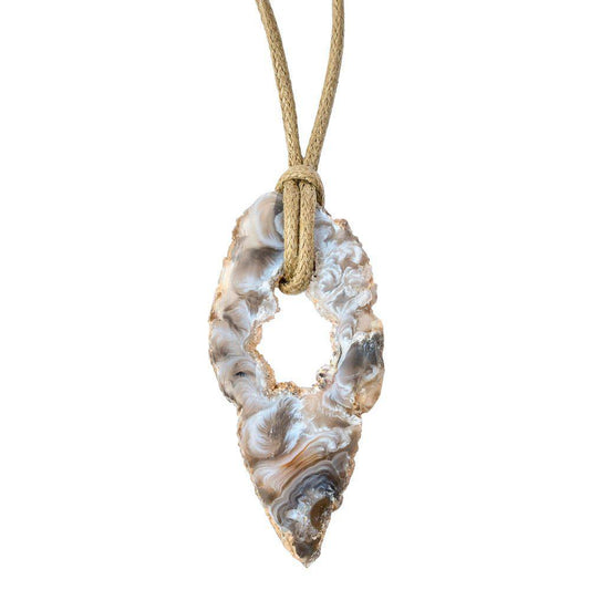 Natural Ochino Agate Slice Necklace on Cord - Crystal Nest