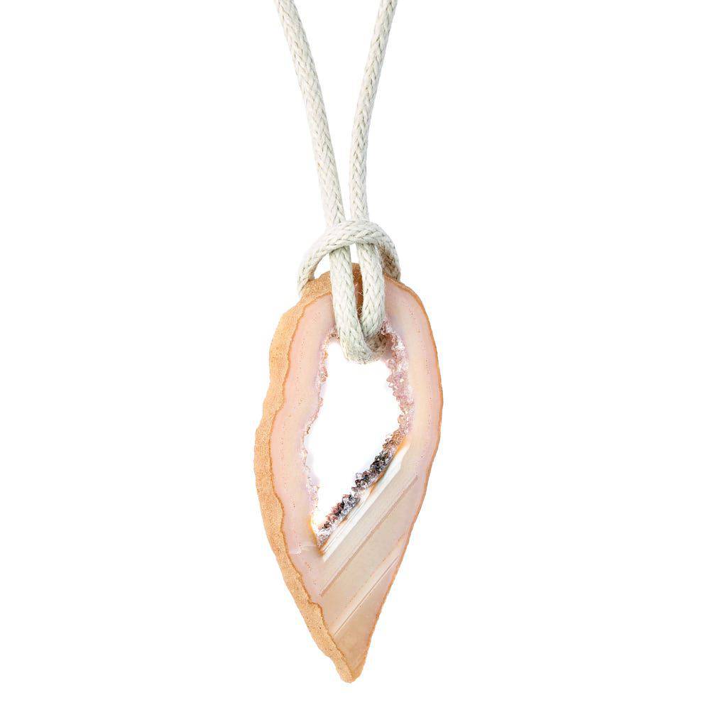 Natural Ochino Agate Slice Necklace on Cord - Crystal Nest