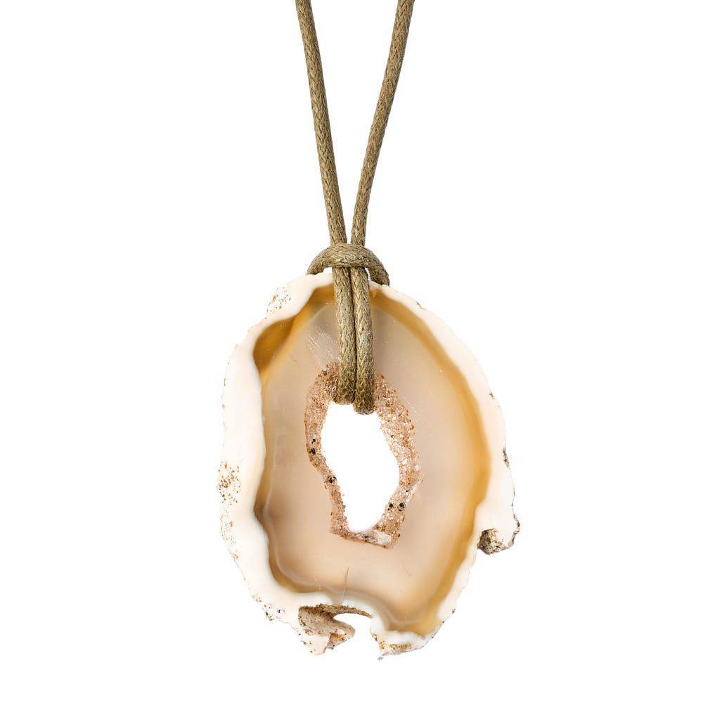 Natural Ochino Agate Slice Necklace on Cord - Crystal Nest