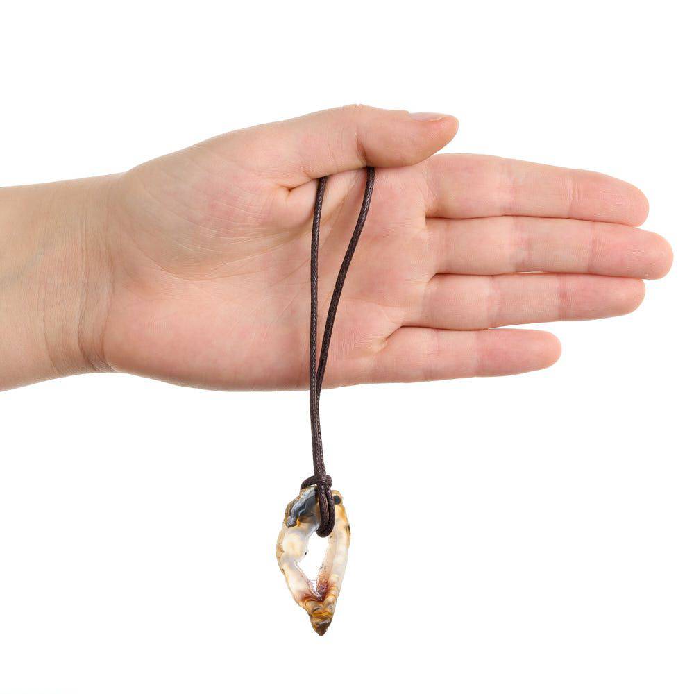 Natural Ochino Agate Slice Necklace on Cord - Crystal Nest