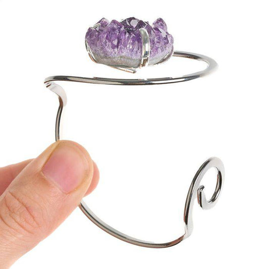 Amethyst Druze Swirl Bangle - Silver Plated - Crystal Nest