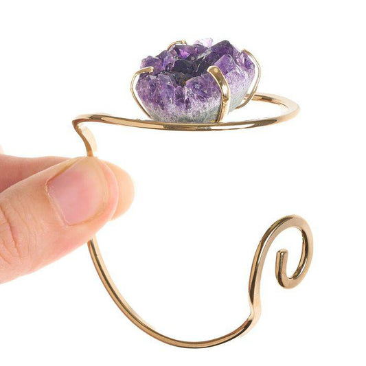 Amethyst Druze Swirl Bangle - Gold Plated - Crystal Nest