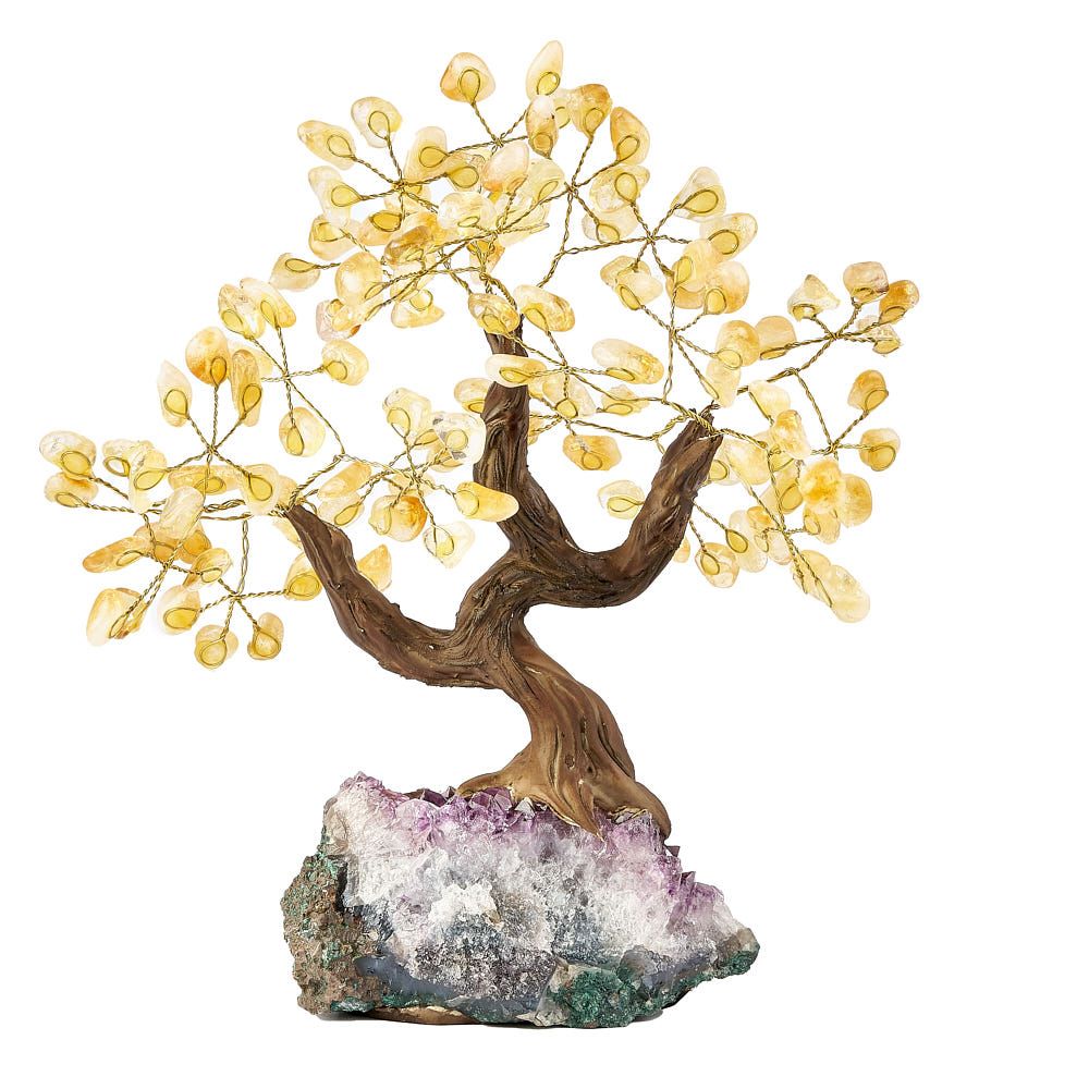 Citrine Crystal Bonsai Tree on Amethyst Base - Crystal Nest
