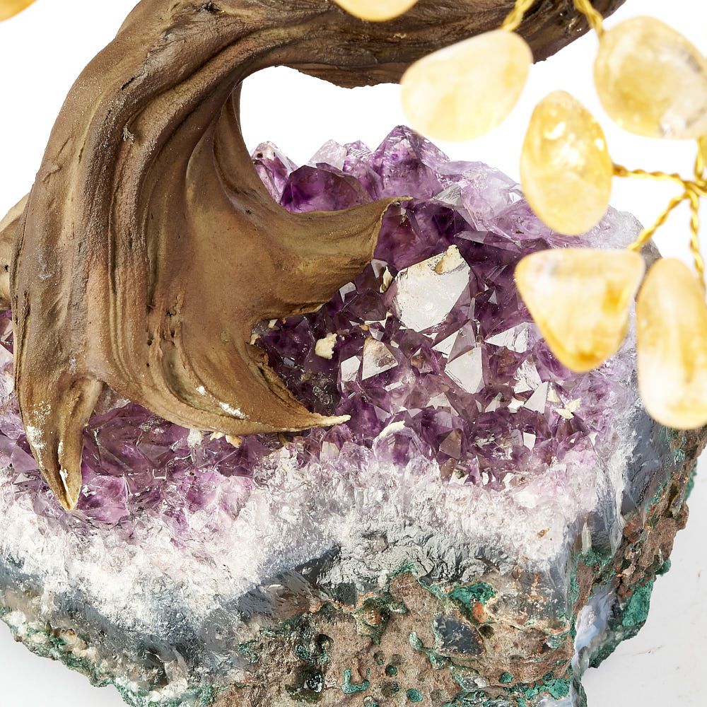 Citrine Crystal Bonsai Tree on Amethyst Base - Crystal Nest