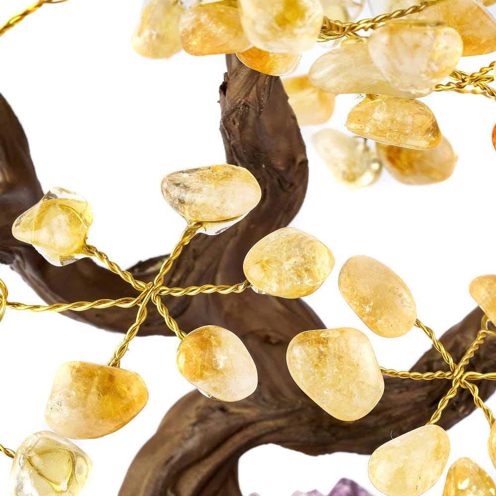 Citrine Crystal Bonsai Tree on Amethyst Base - Crystal Nest