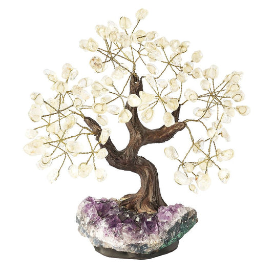Rock Crystal Bonsai Tree on Amethyst Base - Crystal Nest
