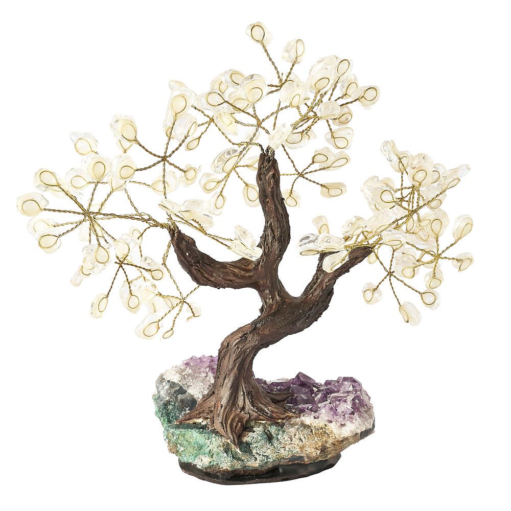 Rock Crystal Bonsai Tree on Amethyst Base