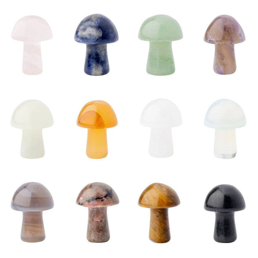 12 Assorted Gemstone Mushrooms - A Collection of Healing and Metaphysical Powers - Crystal Nest