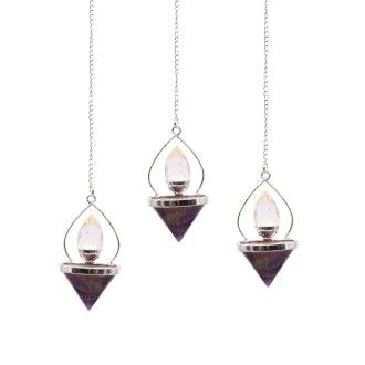 Lantern of Life Pendulum - Amethyst & Rock Quartz - Crystal Nest