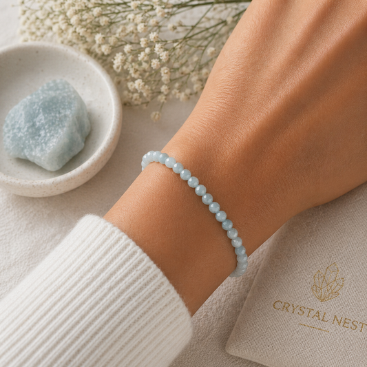 Flow With Ease | Aquamarine Energy Bracelet (4mm) - Crystal Nest