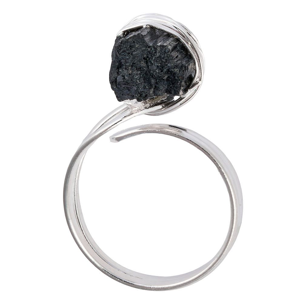 Black Tourmaline Raw Crystal Point Ring
