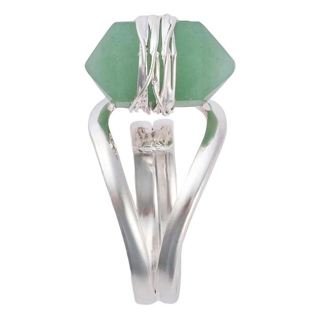 Green Quartz Crystal Point Ring - Crystal Nest