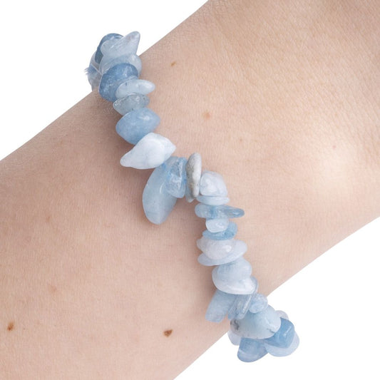 Aquamarine Crystal Chip Bracelet - Crystal Nest