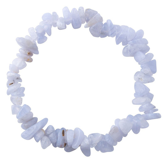 Blue Lace Agate Crystal Chip Bracelet - Crystal Nest
