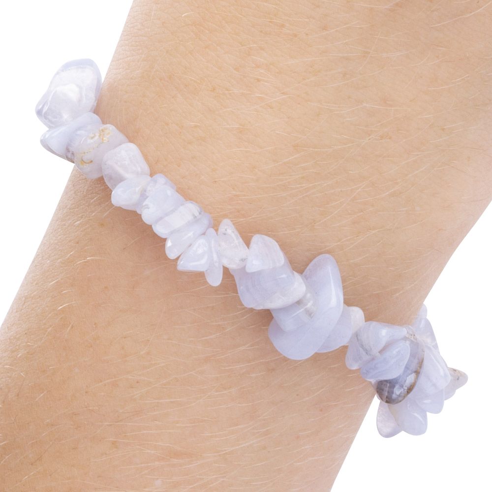 Blue Lace Agate Crystal Chip Bracelet - Crystal Nest