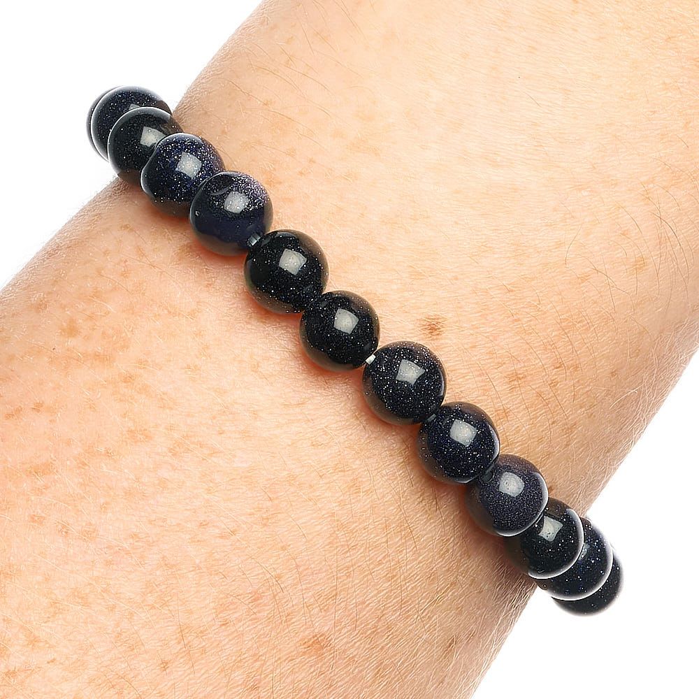 Blue Goldstone Bead Bracelet - Crystal Nest