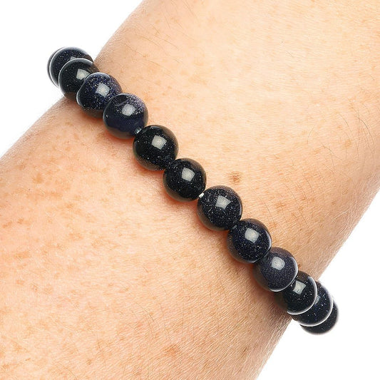 Blue Goldstone Bead Bracelet - Crystal Nest