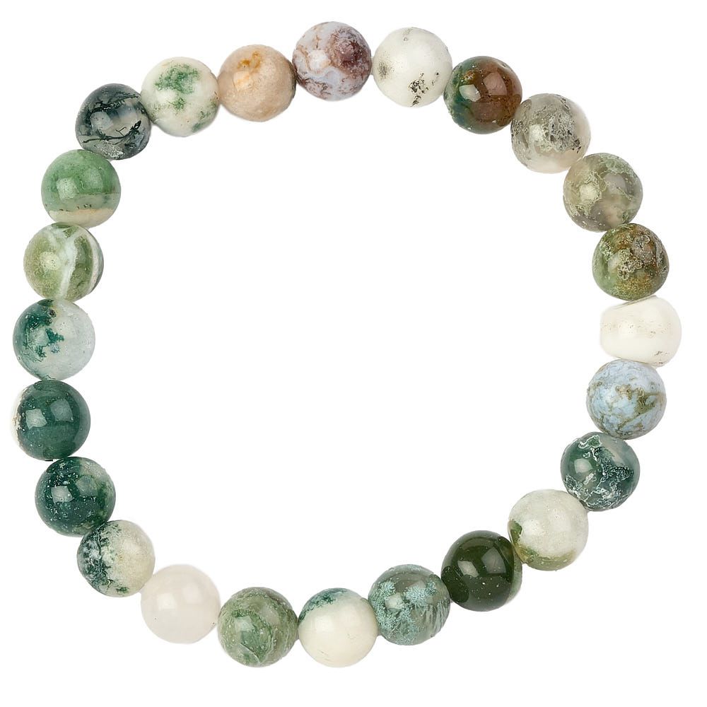 Tree Agate Bead Bracelet - Crystal Nest