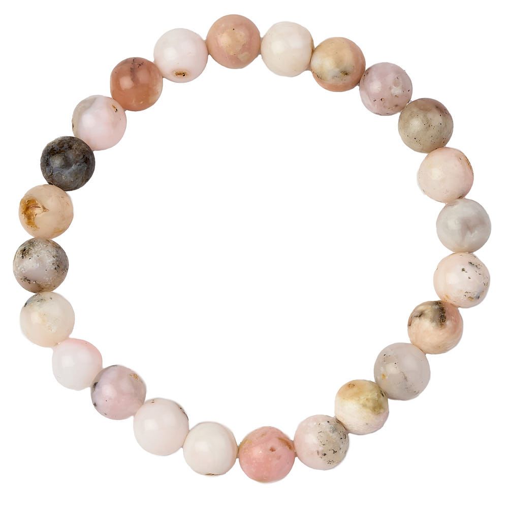 Pink Opal Bead Bracelet - Crystal Nest