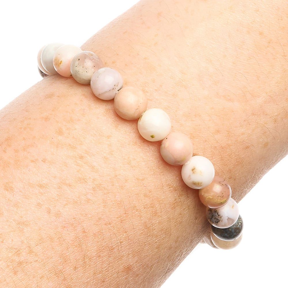 Pink Opal Bead Bracelet - Crystal Nest