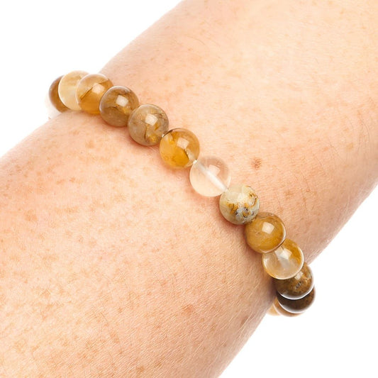Yellow Hematoid Quartz Bead Bracelet - Crystal Nest