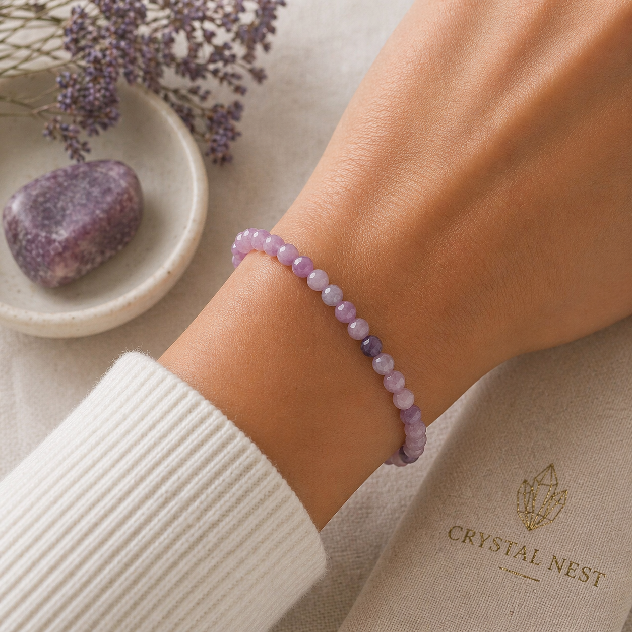Release & Restore | Lepidolite Energy Bracelet (4mm) - Crystal Nest