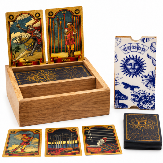 2-Section Tarot Storage & Reading Box | Ritual Organiser with Card Holder