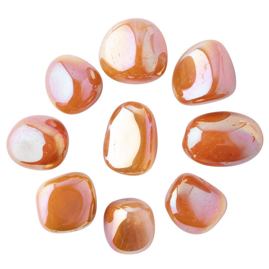 Tangerine Aura Tumblestone - Crystal Nest
