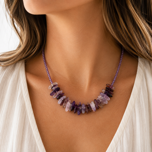 Amethyst Crystal Longstone Necklace