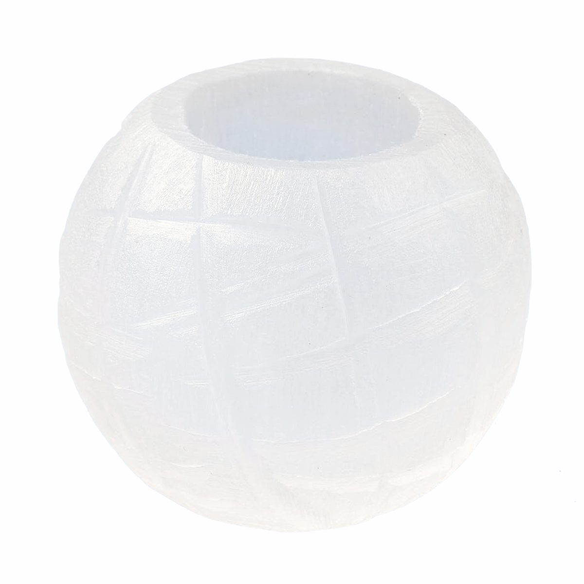 Selenite Snowball Tealight Holder - Crystal Nest