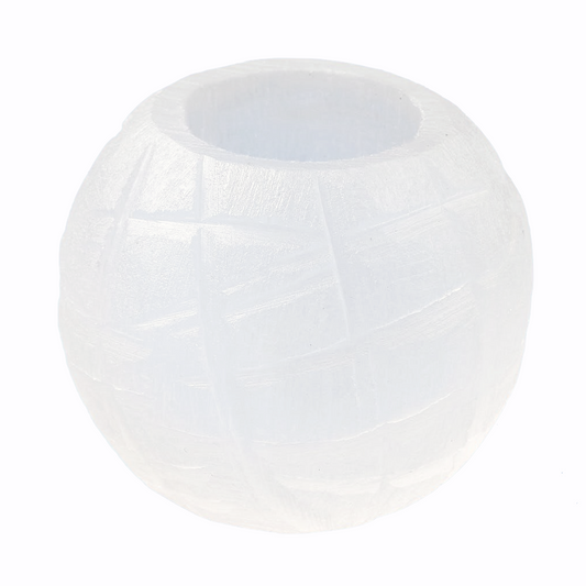 Selenite Snowball Tealight Holder - Crystal Nest