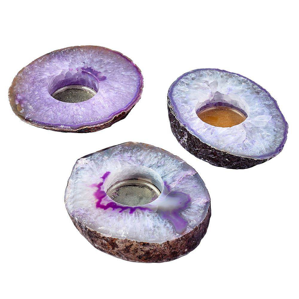 Purple Agate Tealight Holder - Crystal Nest