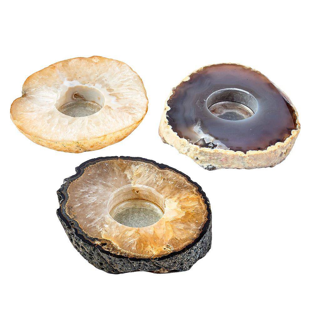 Natural Agate Tealight Holder - Crystal Nest