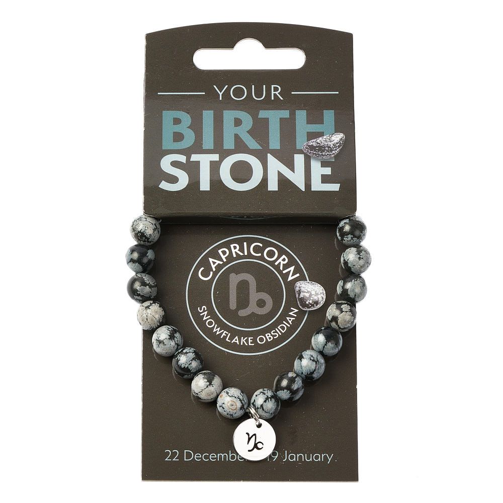 Capricorn Snowflake Birthstone Bead Bracelet with Zodiac Charm - Crystal Nest
