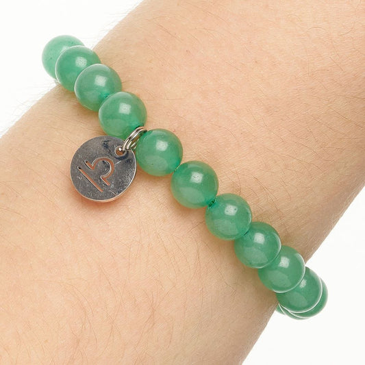 Libra Aventurine Birthstone Bead Bracelet with Zodiac Charm - Crystal Nest