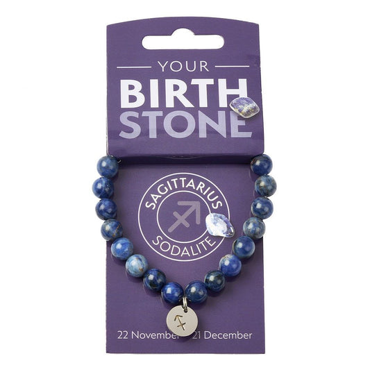 Sagittarius Sodalite Birthstone Bead Bracelet with Zodiac Charm - Crystal Nest