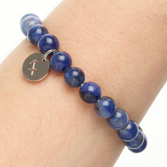 Sagittarius Sodalite Birthstone Bead Bracelet with Zodiac Charm - Crystal Nest