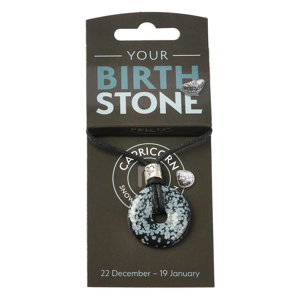 Capricorn Snowflake Obsidian Power Ring Pendant  – Zodiac Birthstone Necklace - Crystal Nest