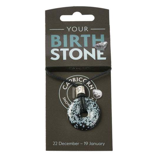 Capricorn Snowflake Obsidian Power Ring Pendant  – Zodiac Birthstone Necklace - Crystal Nest